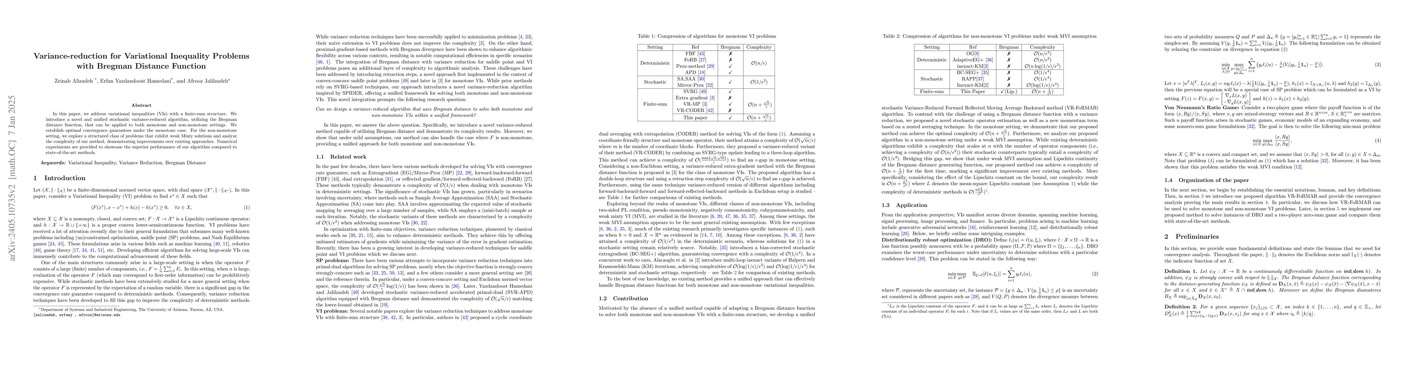 Thumbnail for Variance-reduction for Variational Inequality Problems with Bregman
  Distance Function
