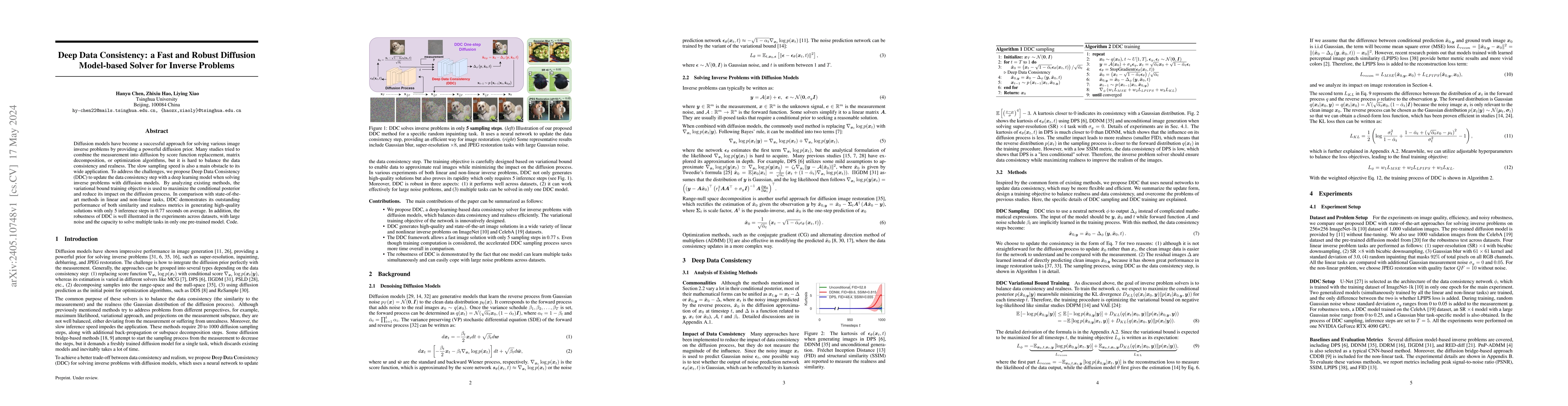 Thumbnail for Deep Data Consistency: a Fast and Robust Diffusion Model-based Solver
  for Inverse Problems