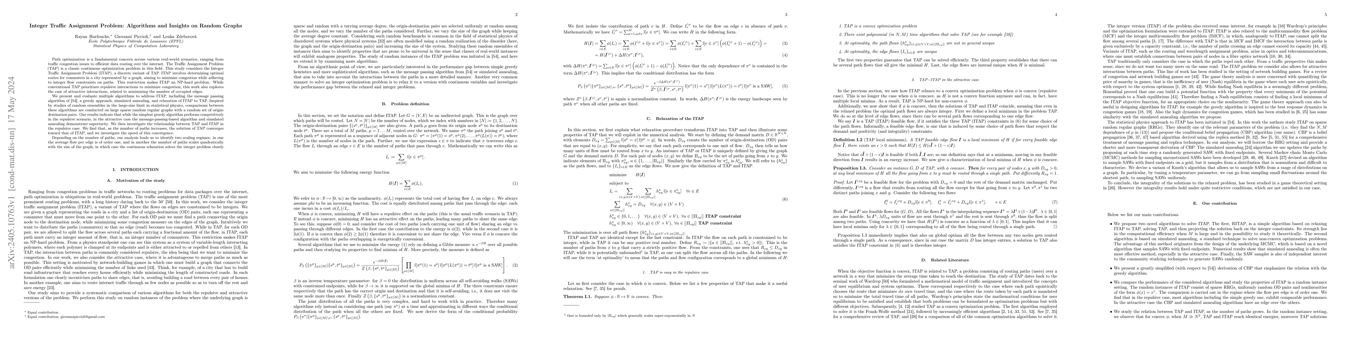 Thumbnail for Integer Traffic Assignment Problem: Algorithms and Insights on Random
  Graphs