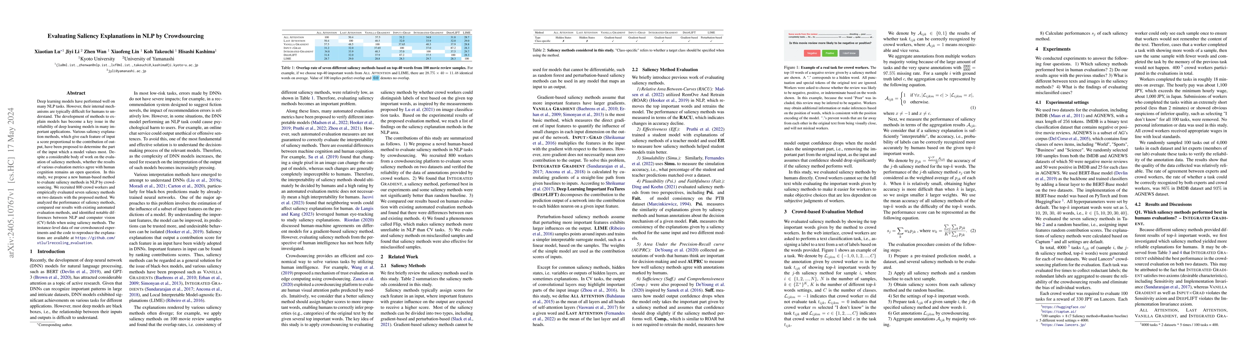 Thumbnail for Evaluating Saliency Explanations in NLP by Crowdsourcing