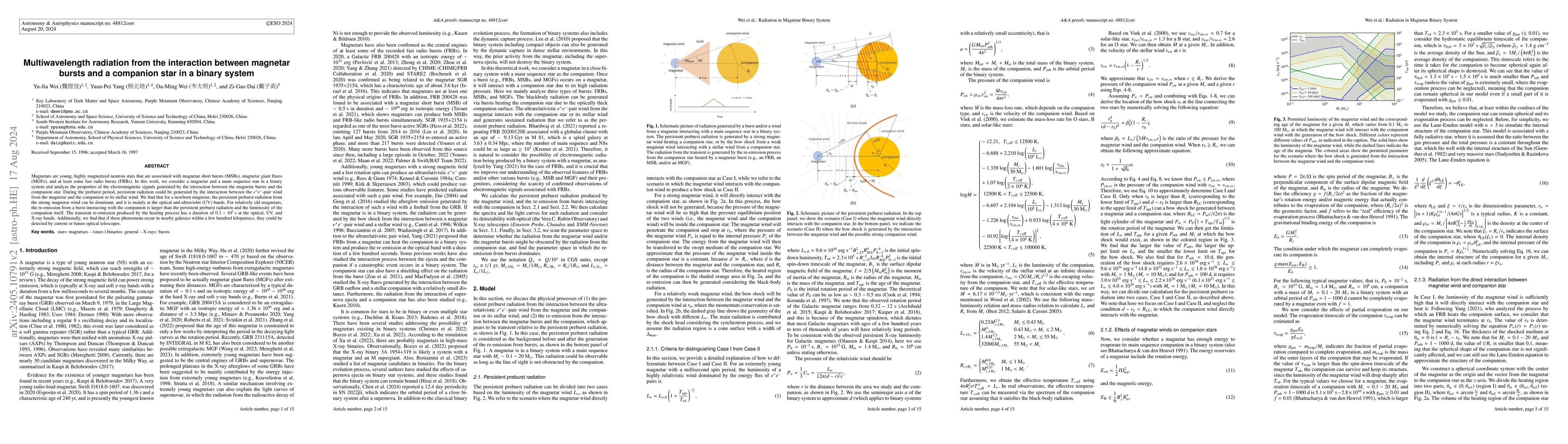 Thumbnail for Multiwavelength Radiation from the Interaction between Magnetar Bursts
  and Companion Star in a Binary System