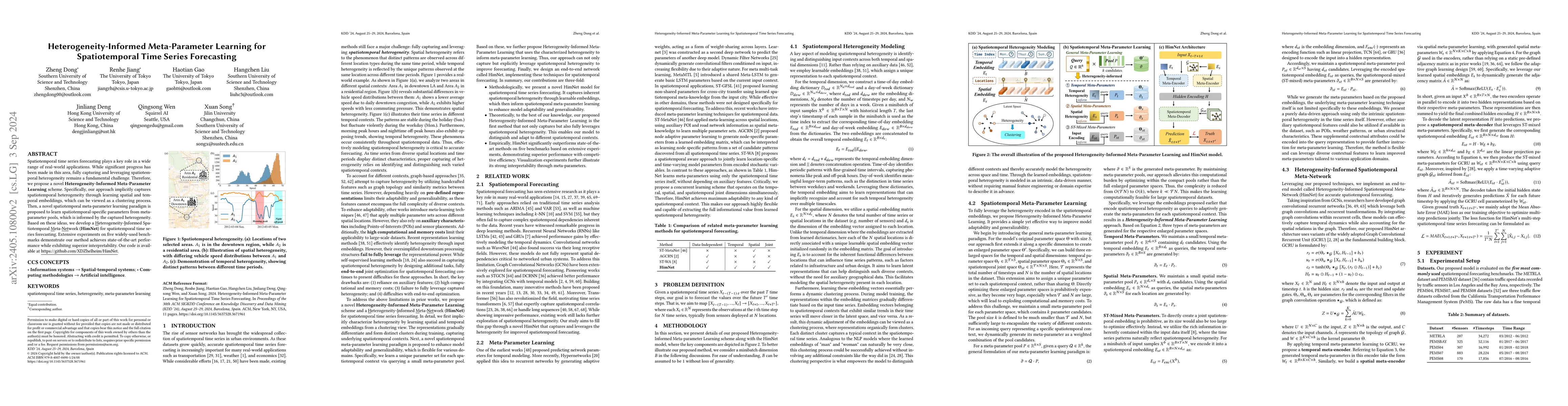 Thumbnail for Heterogeneity-Informed Meta-Parameter Learning for Spatiotemporal Time
  Series Forecasting
