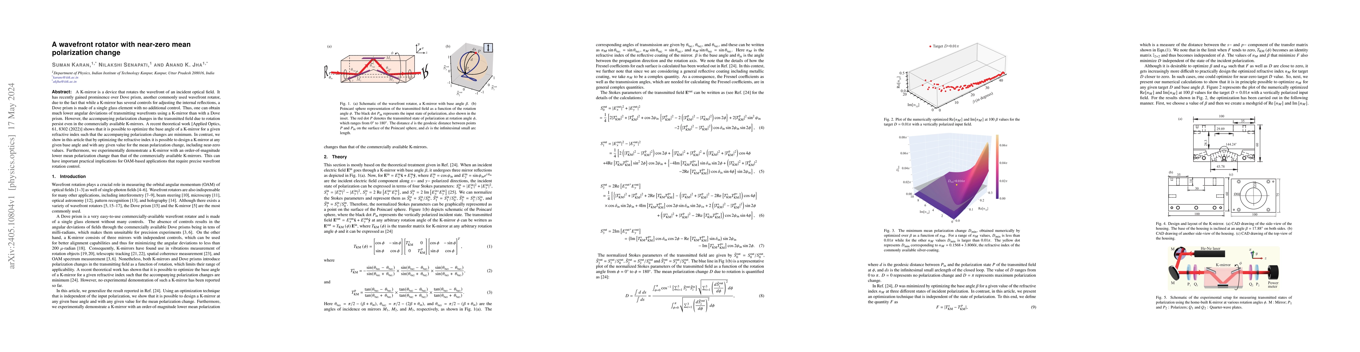 Thumbnail for A wavefront rotator with near-zero mean polarization change