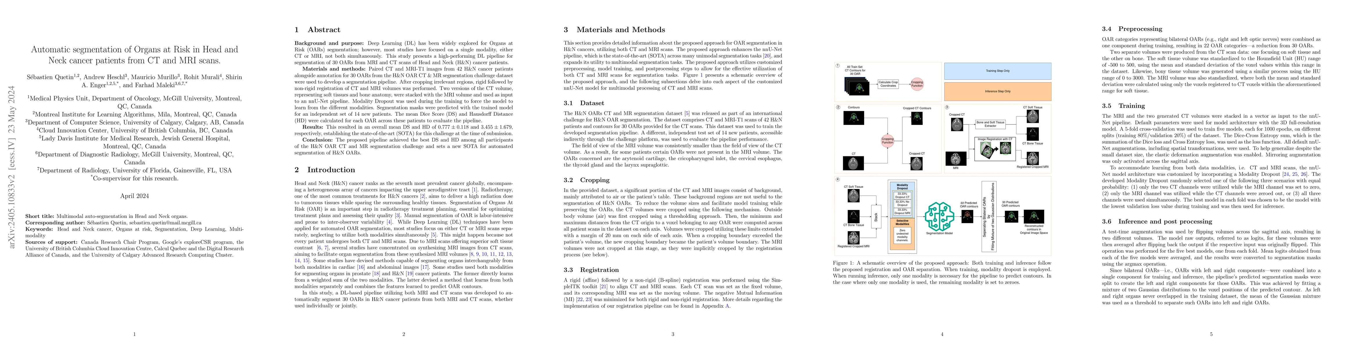 Thumbnail for Automatic segmentation of Organs at Risk in Head and Neck cancer
  patients from CT and MRI scans