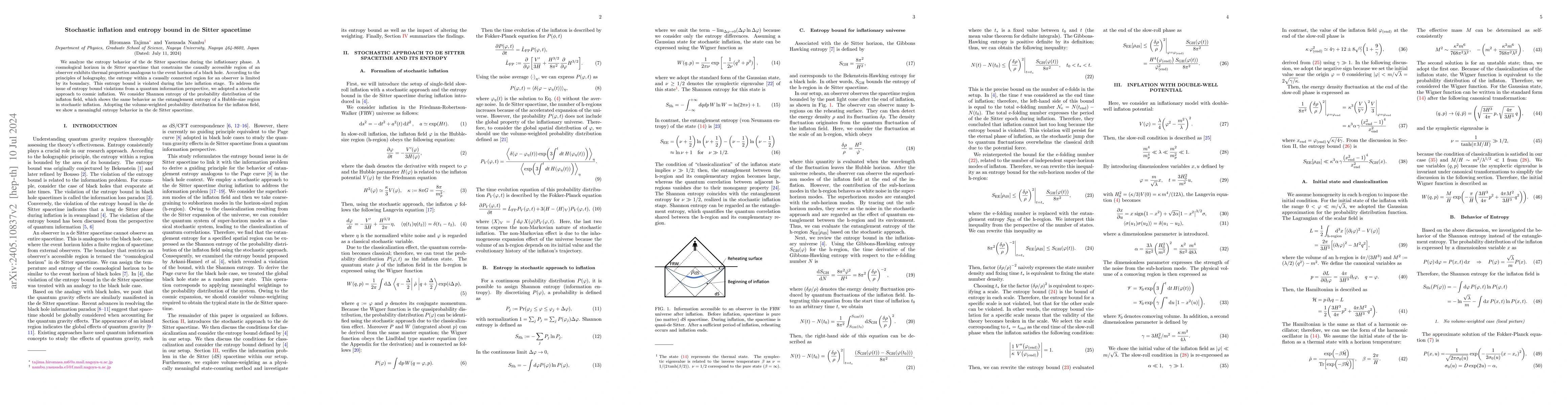 Thumbnail for Stochastic inflation and entropy bound in de Sitter spacetime