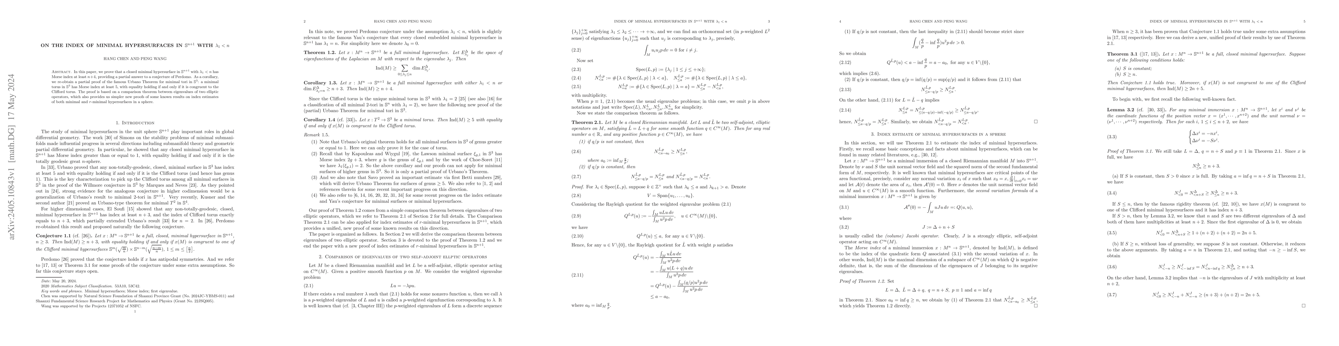 Thumbnail for On the index of minimal hypersurfaces in $\mathbb{S}^{n+1}$ with
  $\lambda_1<n$