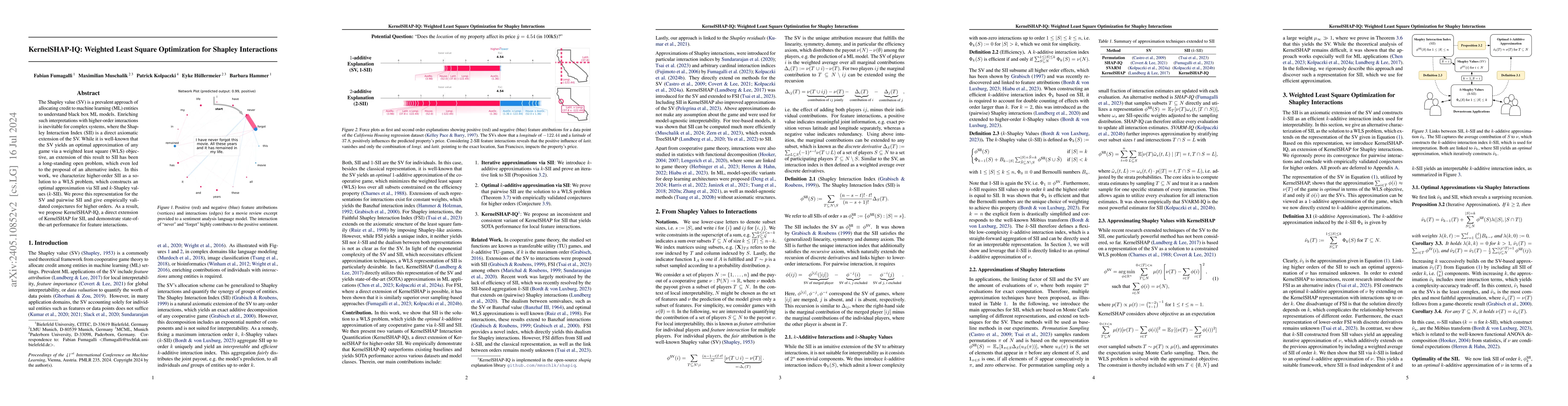 Thumbnail for KernelSHAP-IQ: Weighted Least-Square Optimization for Shapley
  Interactions