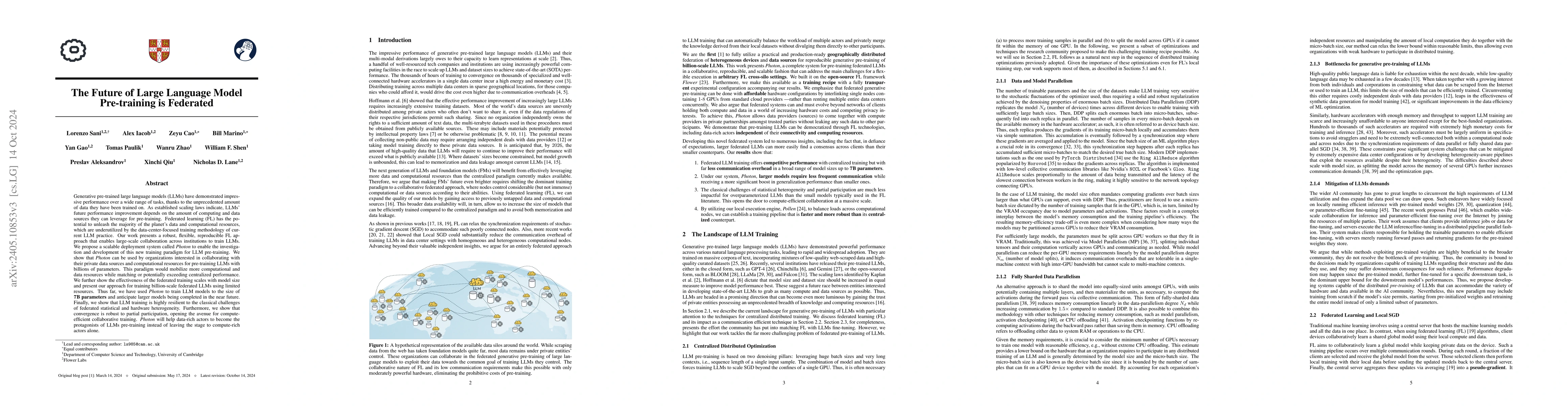 Thumbnail for The Future of Large Language Model Pre-training is Federated
