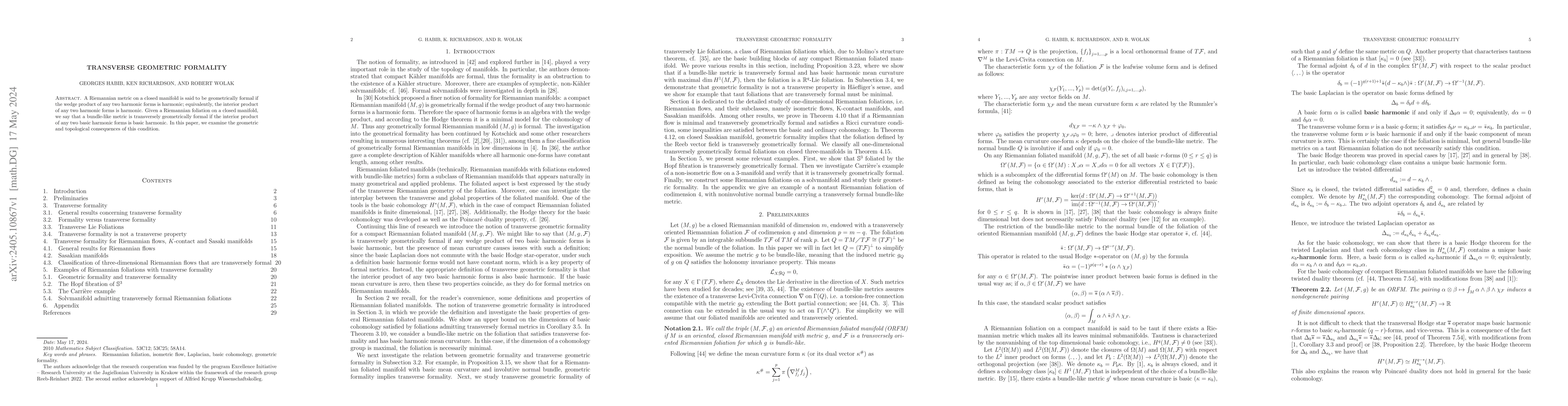 Thumbnail for Transverse geometric formality