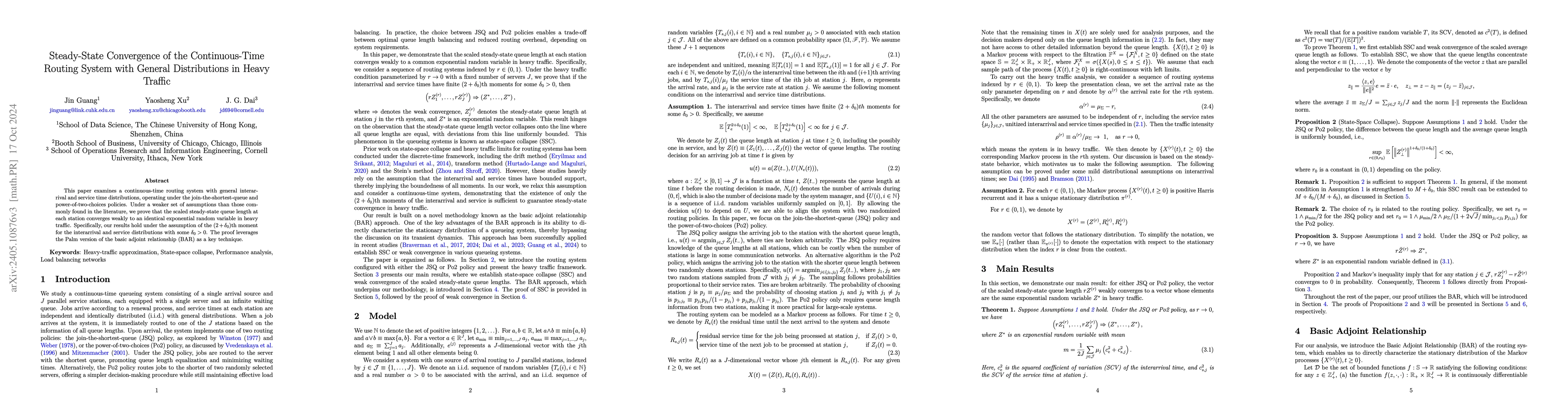Thumbnail for Steady-State Convergence of the Continuous-Time JSQ System with General
  Distributions in Heavy Traffic