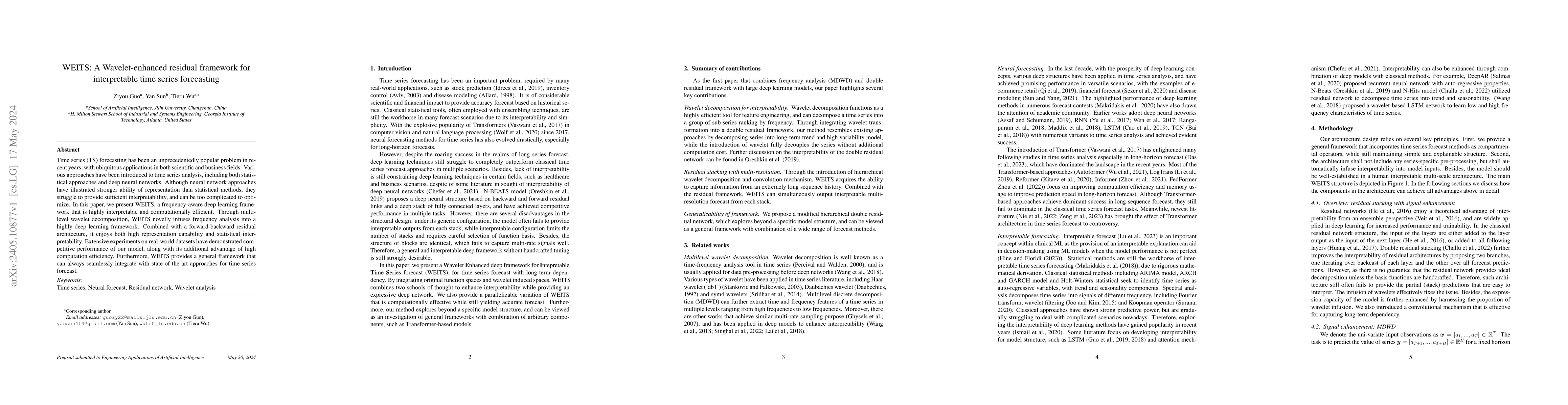 Thumbnail for WEITS: A Wavelet-enhanced residual framework for interpretable time
  series forecasting