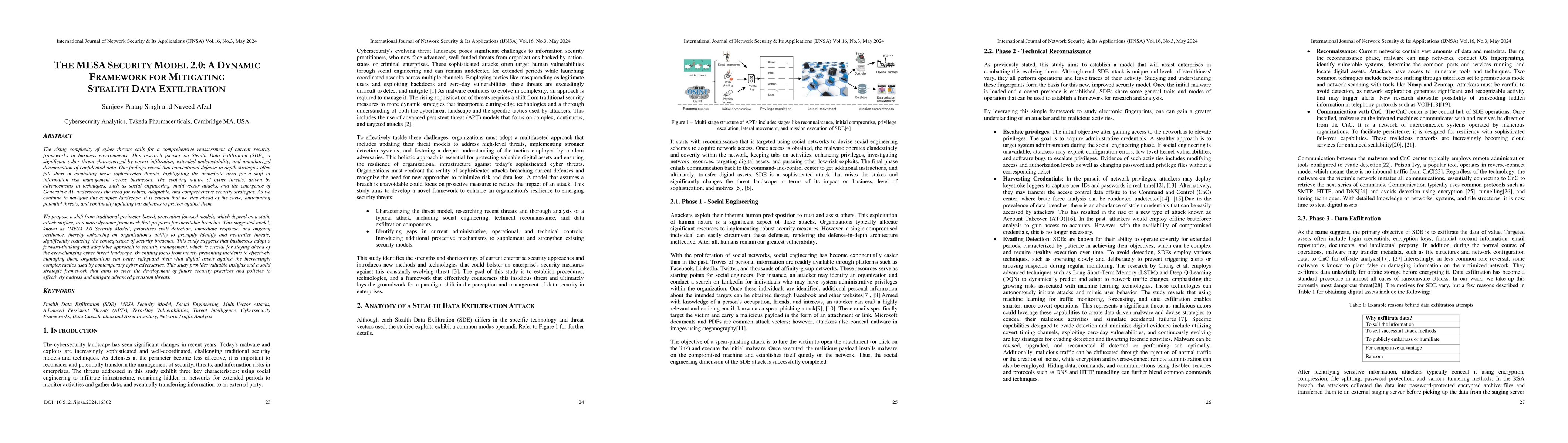 Thumbnail for The MESA Security Model 2.0: A Dynamic Framework for Mitigating Stealth
  Data Exfiltration