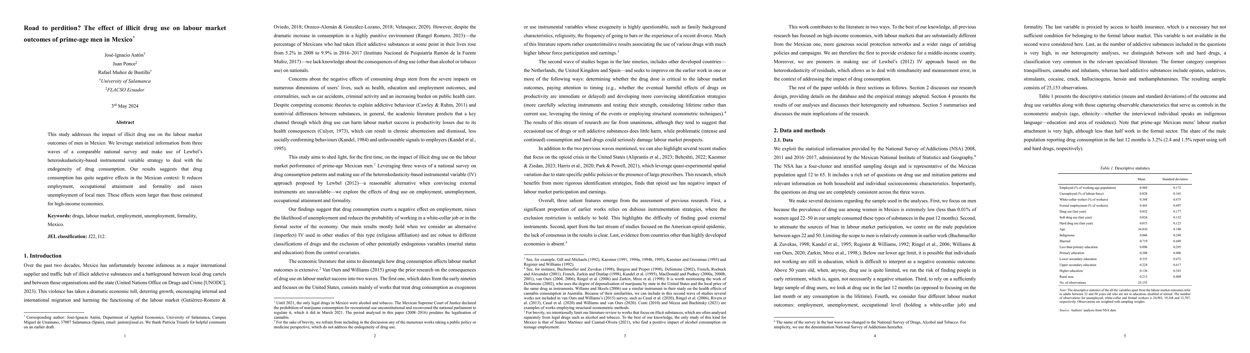 Thumbnail for Road to perdition? The effect of illicit drug use on labour market
  outcomes of prime-age men in Mexico