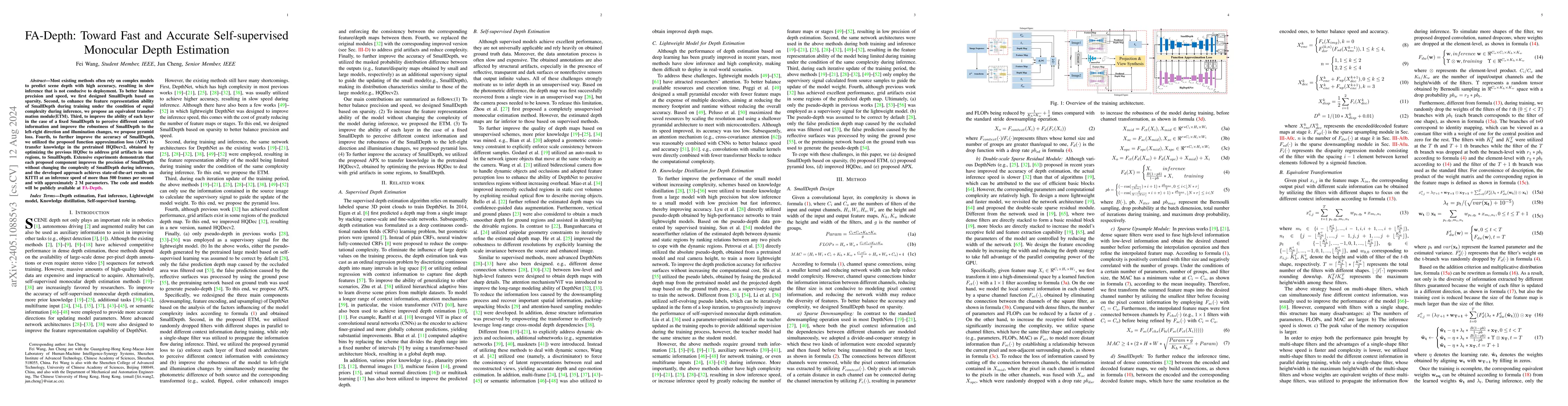 Thumbnail for FA-Depth: Toward Fast and Accurate Self-supervised Monocular Depth
  Estimation