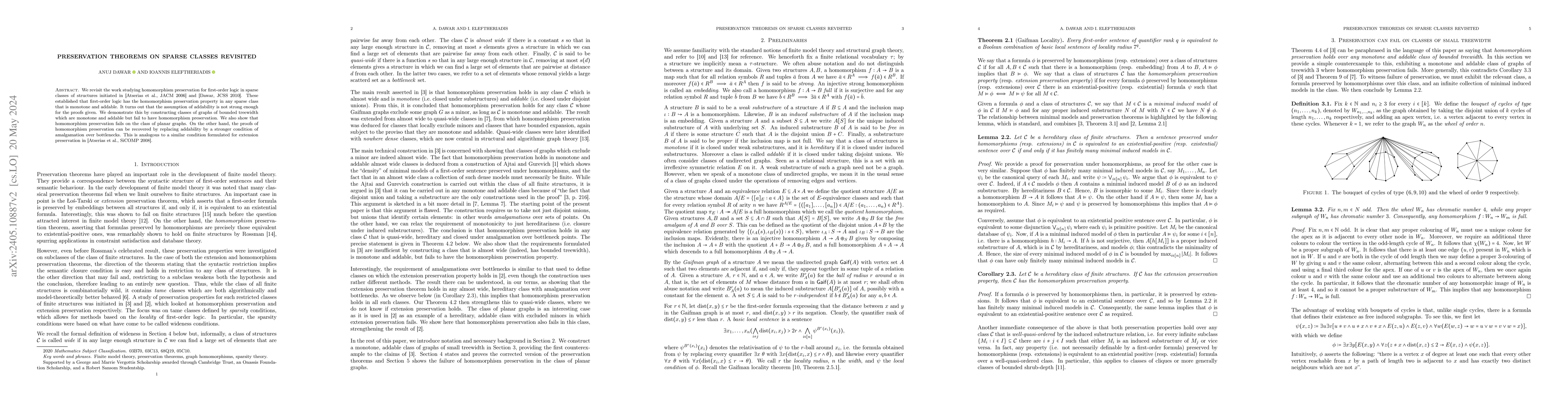Thumbnail for Preservation theorems on sparse classes revisited