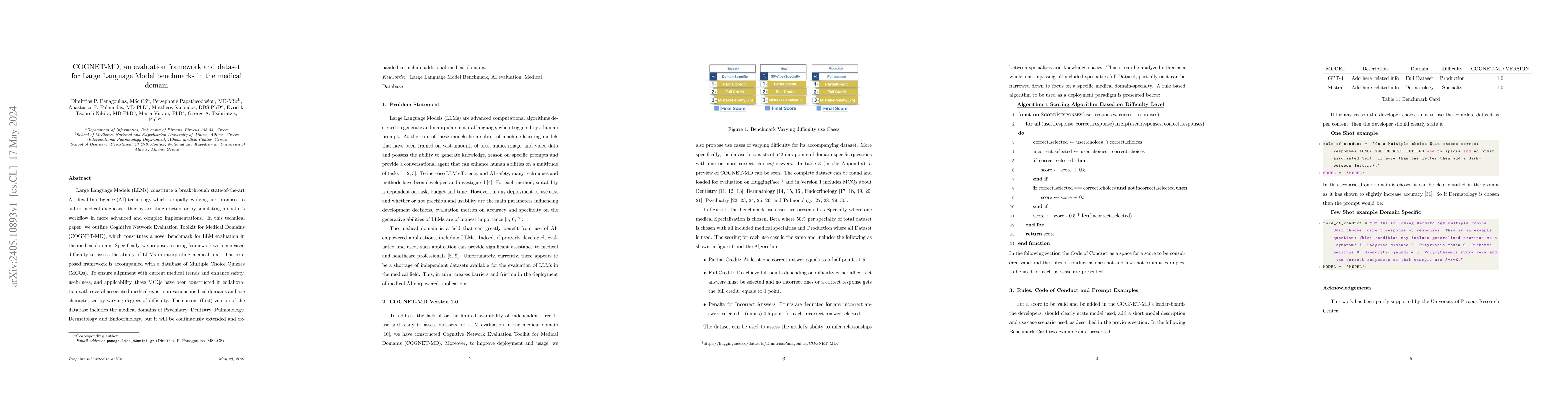 Thumbnail for COGNET-MD, an evaluation framework and dataset for Large Language Model
  benchmarks in the medical domain