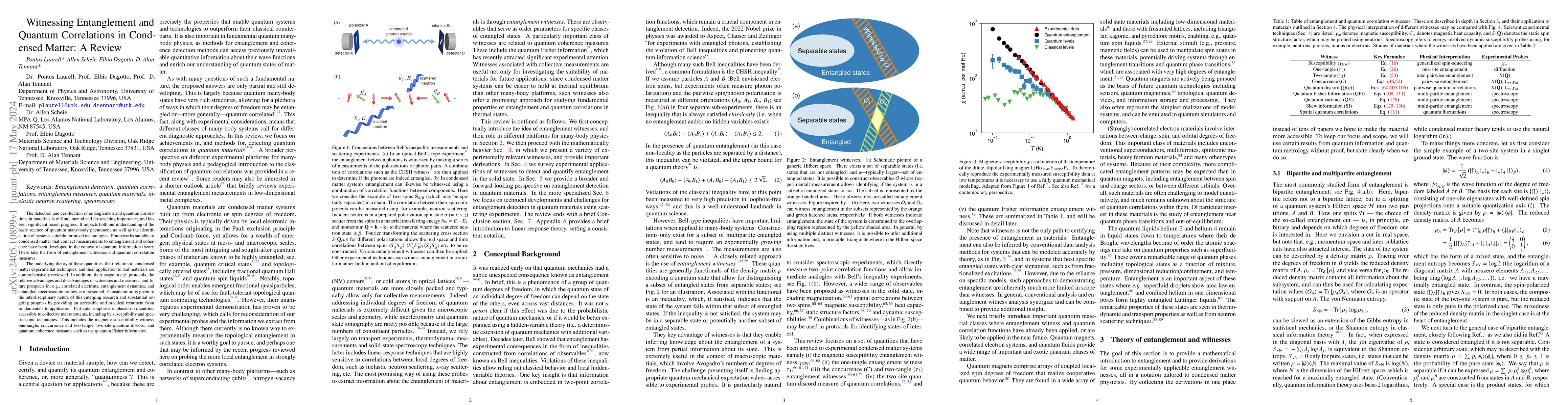 Thumbnail for Witnessing Entanglement and Quantum Correlations in Condensed Matter: A
  Review