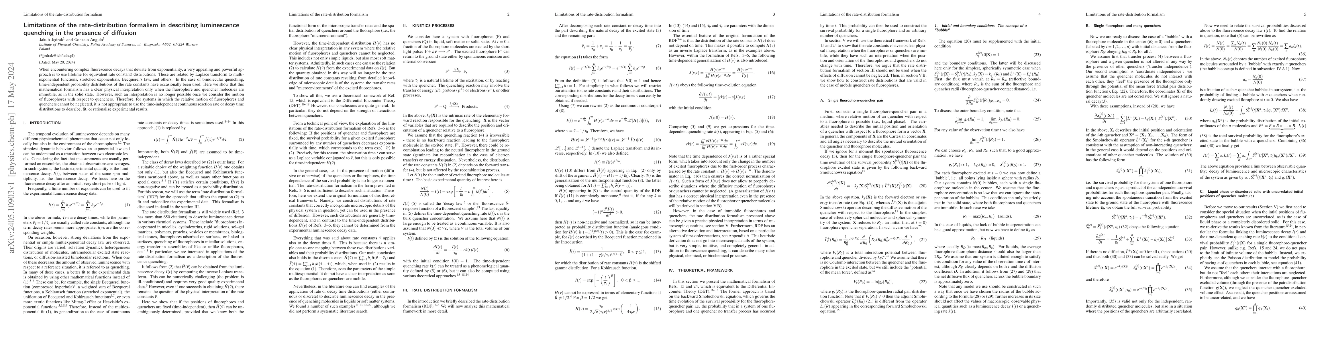Thumbnail for Limitations of the rate-distribution formalism in describing
  luminescence quenching in the presence of diffusion