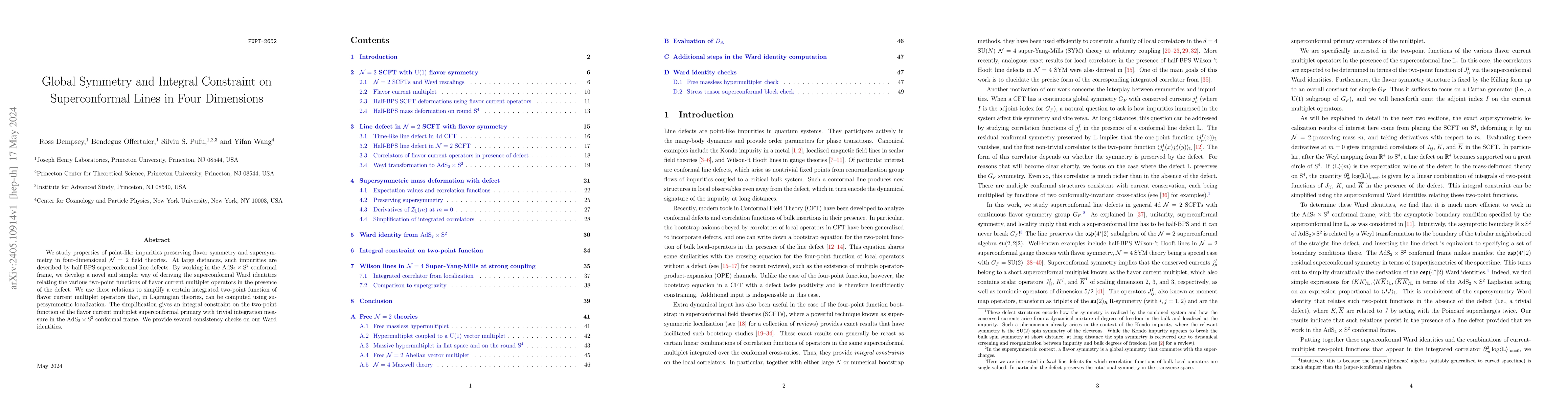 Thumbnail for Global Symmetry and Integral Constraint on Superconformal Lines in Four
  Dimensions