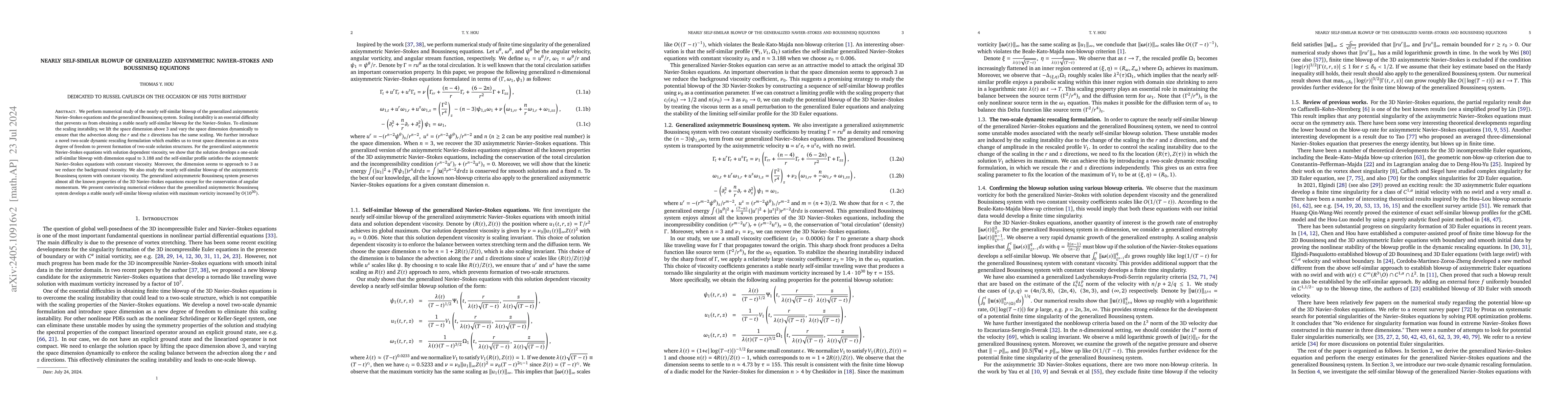Thumbnail for Nearly self-similar blowup of generalized axisymmetric Navier-Stokes and
  Boussinesq equations