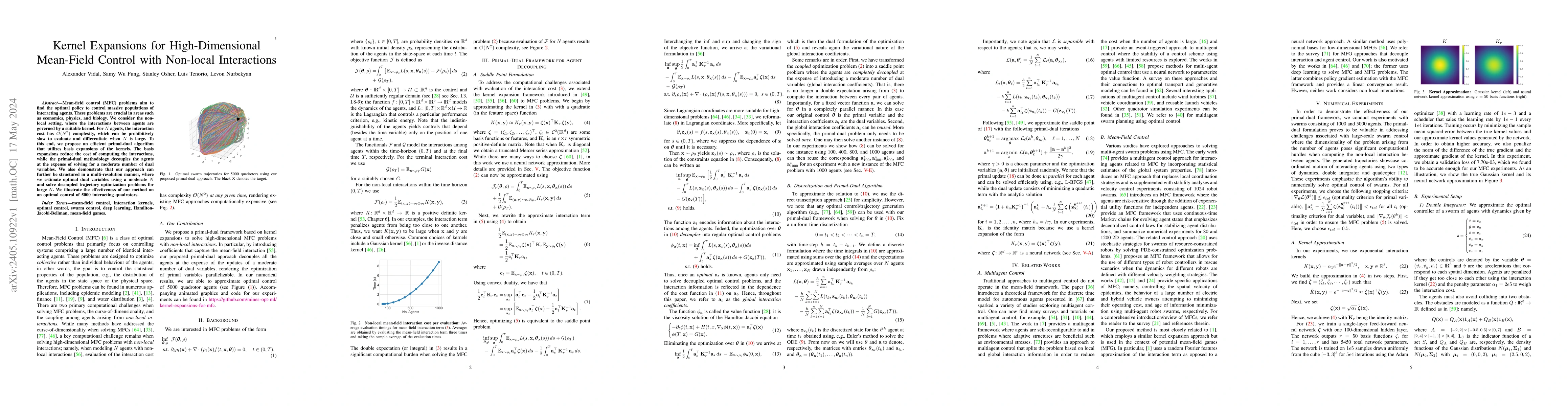 Thumbnail for Kernel Expansions for High-Dimensional Mean-Field Control with Non-local
  Interactions