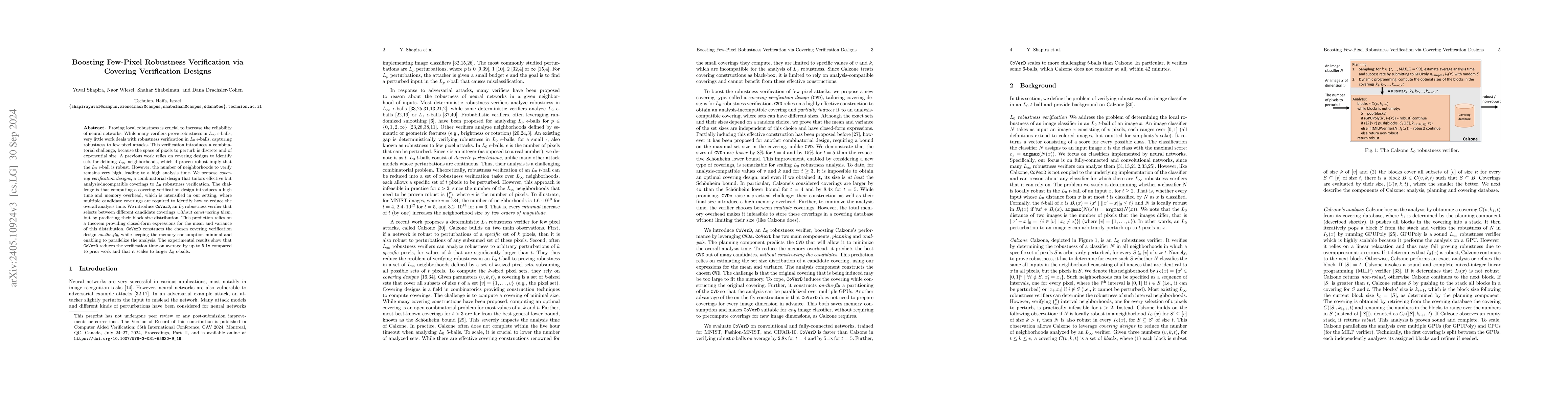 Thumbnail for Boosting Few-Pixel Robustness Verification via Covering Verification
  Designs