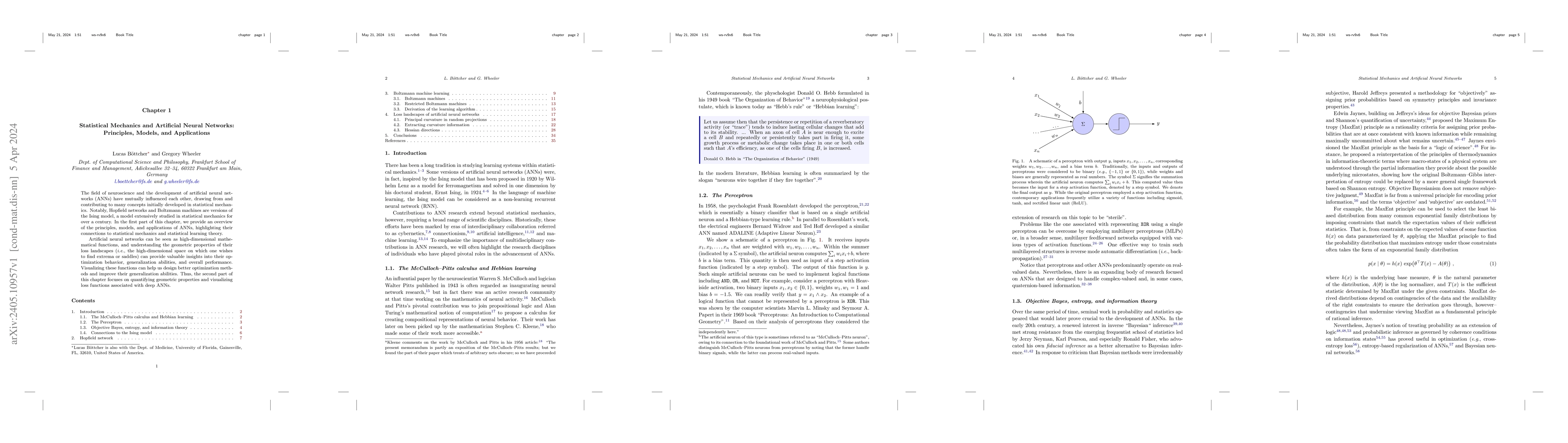 Thumbnail for Statistical Mechanics and Artificial Neural Networks: Principles,
  Models, and Applications