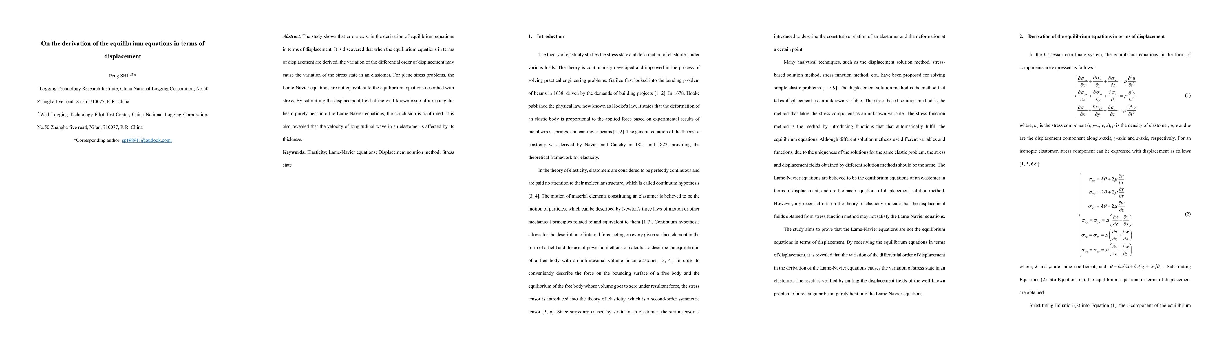 Thumbnail for On the derivation of the equilibrium equations in terms of displacement