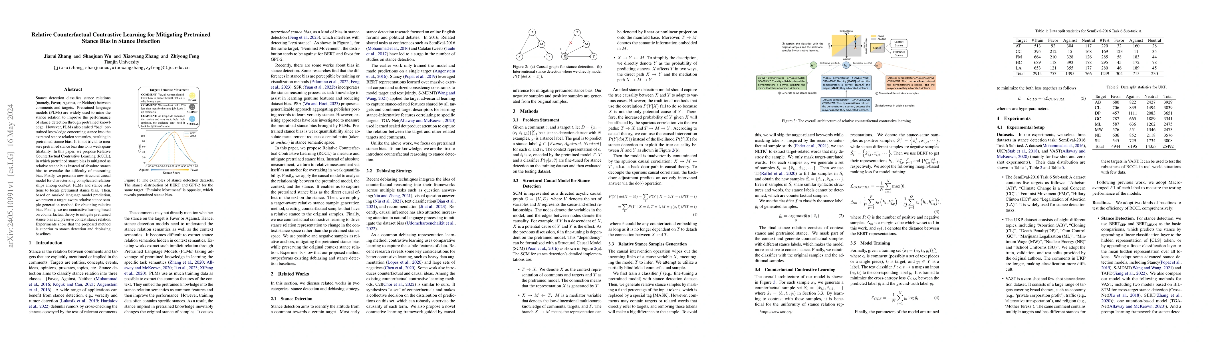 Thumbnail for Relative Counterfactual Contrastive Learning for Mitigating Pretrained
  Stance Bias in Stance Detection