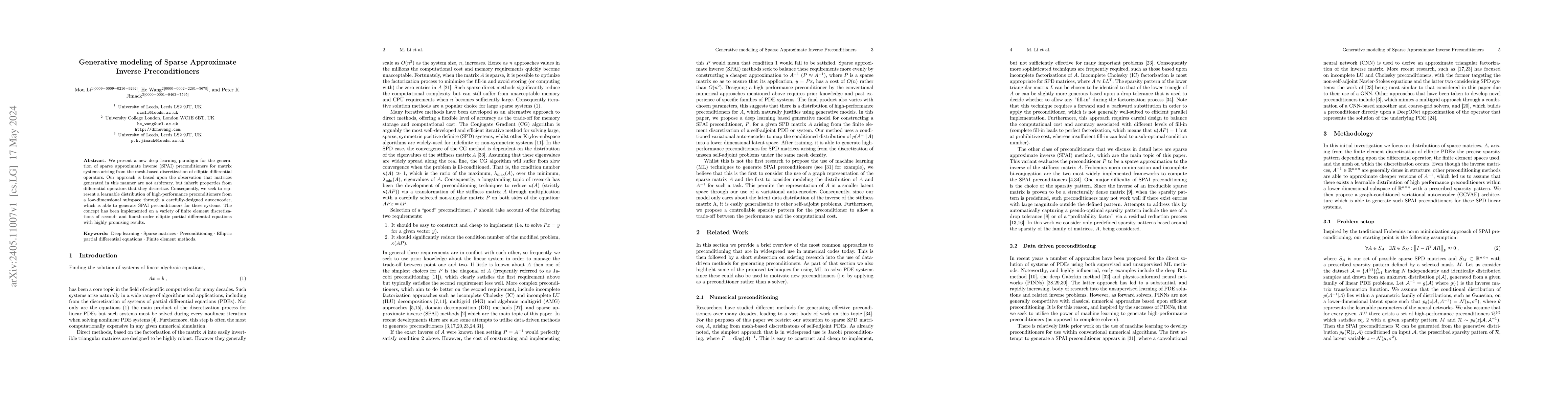 Thumbnail for Generative modeling of Sparse Approximate Inverse Preconditioners
