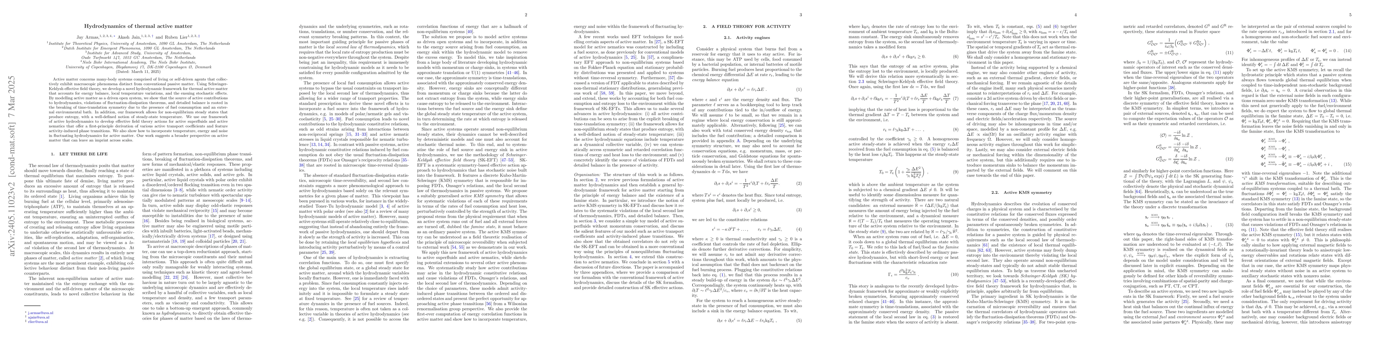 Thumbnail for Hydrodynamics of thermal active matter