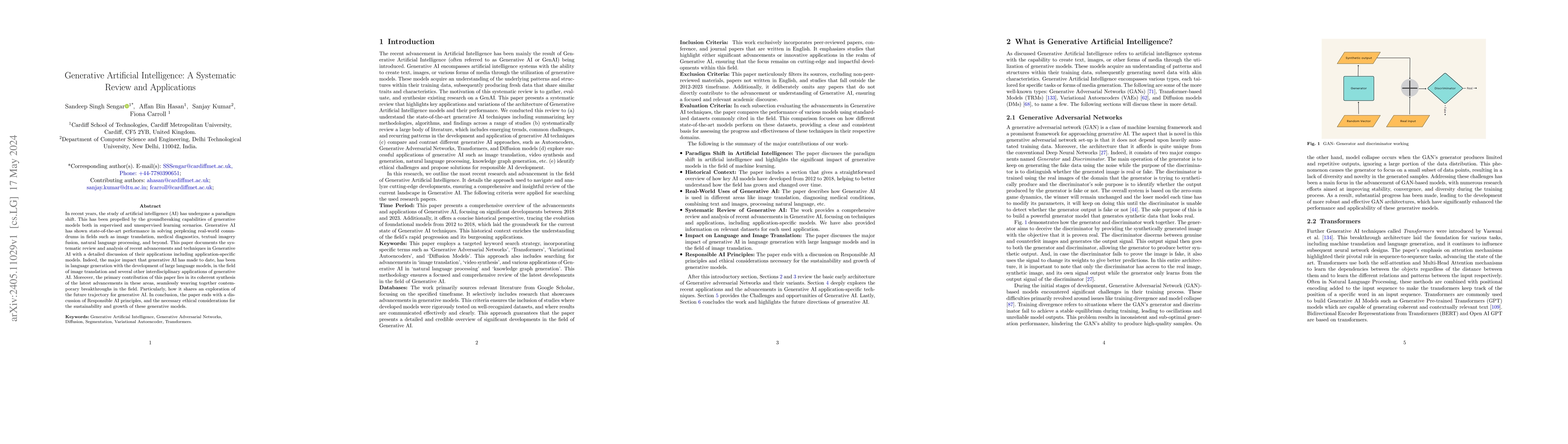 Thumbnail for Generative Artificial Intelligence: A Systematic Review and Applications