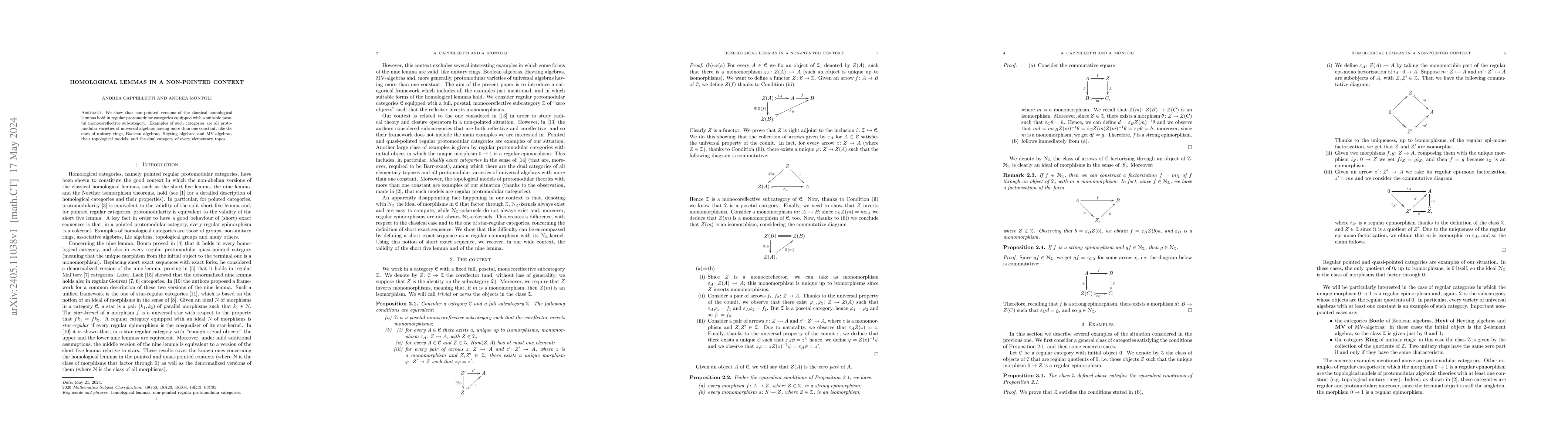 Thumbnail for Homological Lemmas in a Non-pointed Context