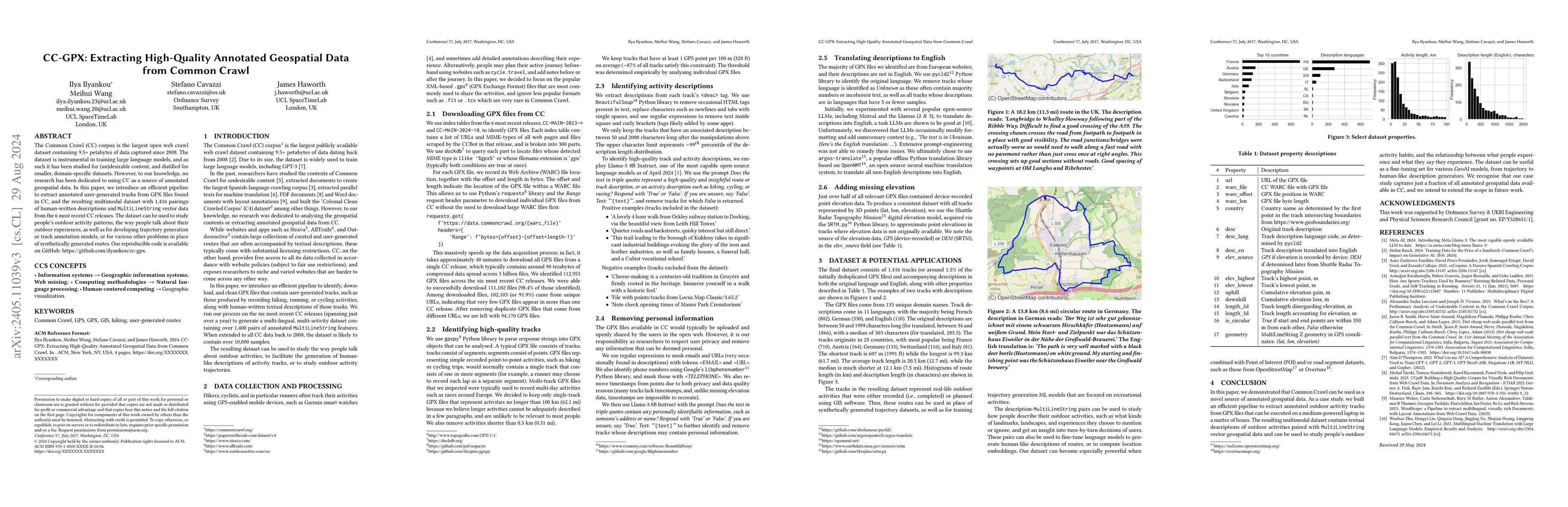 Thumbnail for CC-GPX: Extracting High-Quality Annotated Geospatial Data from Common
  Crawl