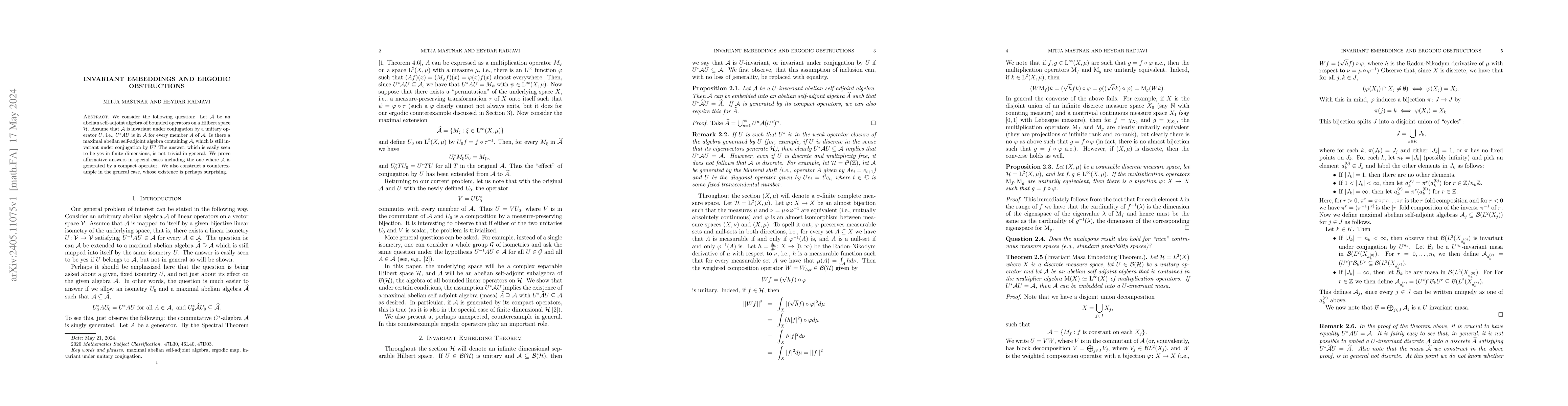 Thumbnail for Invariant embeddings and ergodic obstructions
