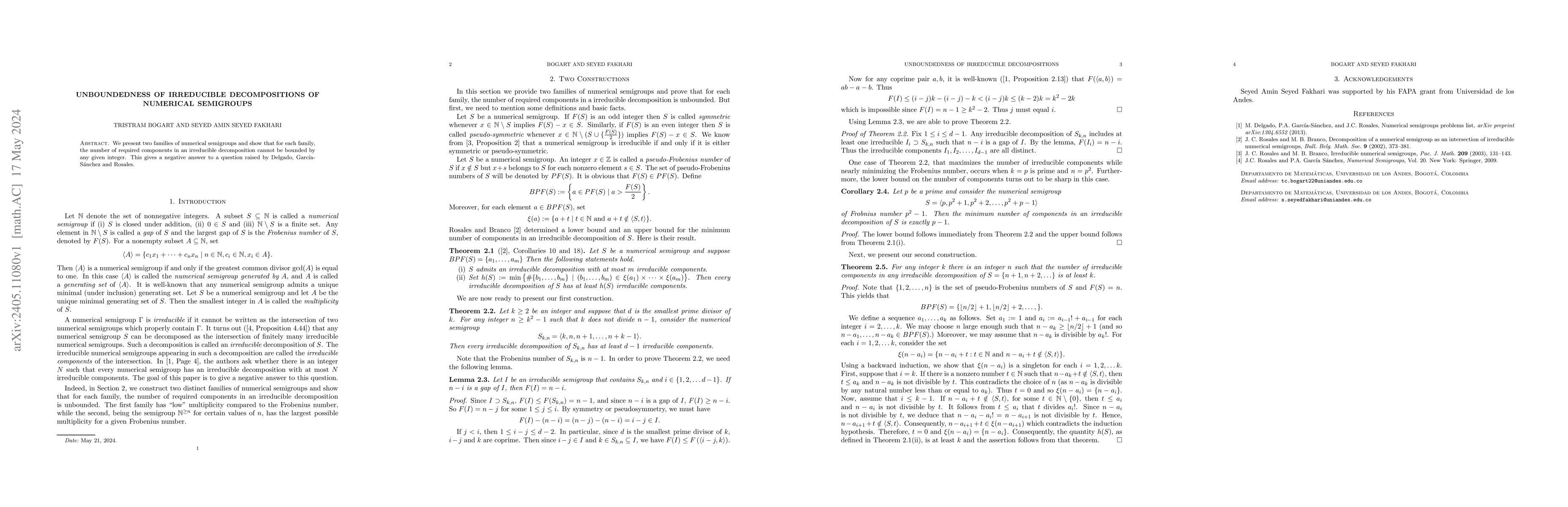 Thumbnail for Unboundedness of irreducible decompositions of numerical semigroups