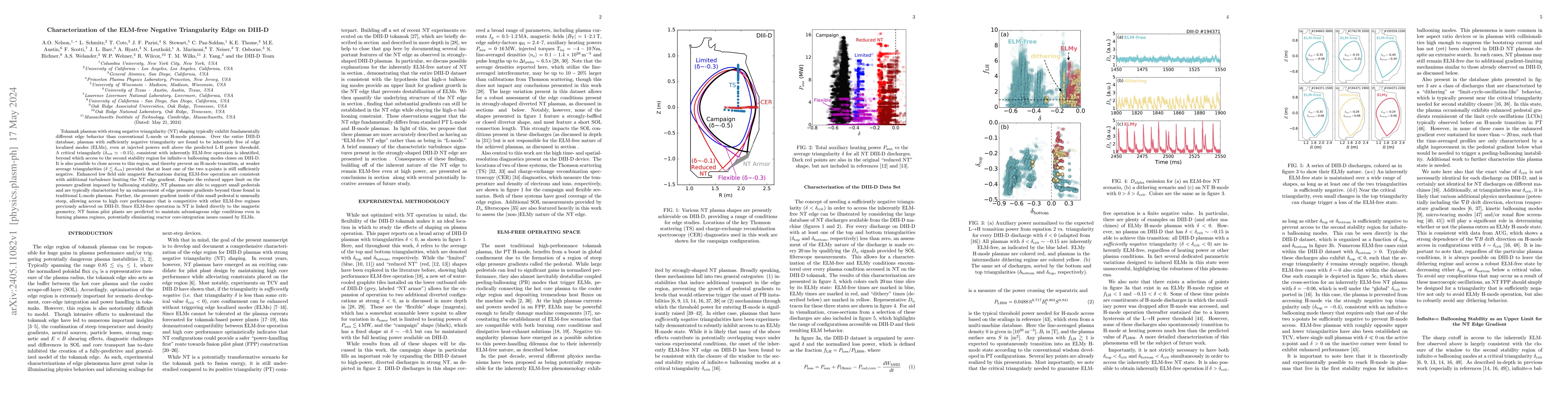 Thumbnail for Characterization of the ELM-free Negative Triangularity Edge on DIII-D