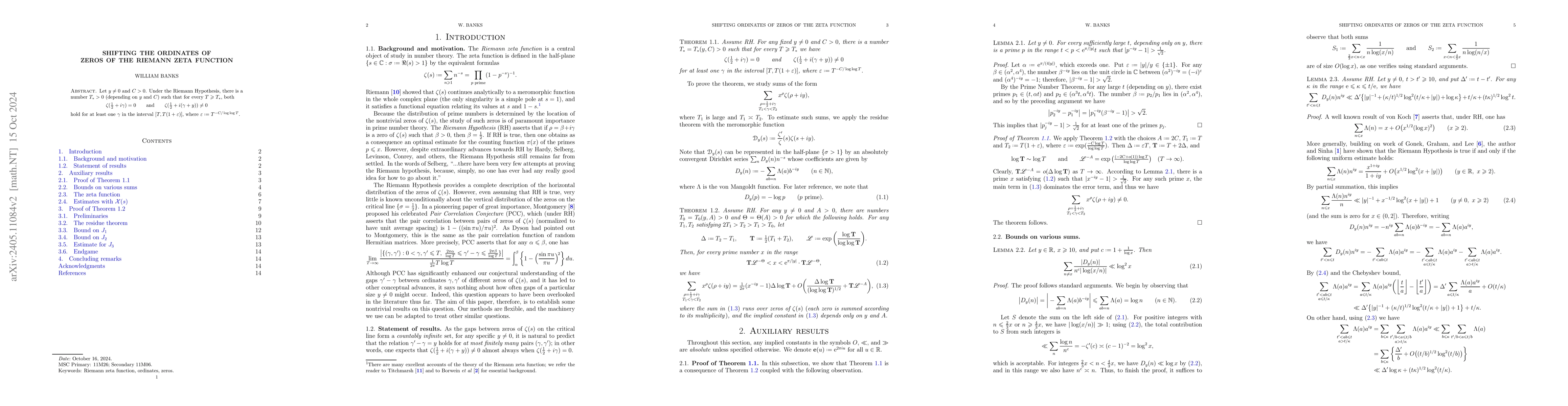 Thumbnail for Shifting the ordinates of zeros of the Riemann zeta function