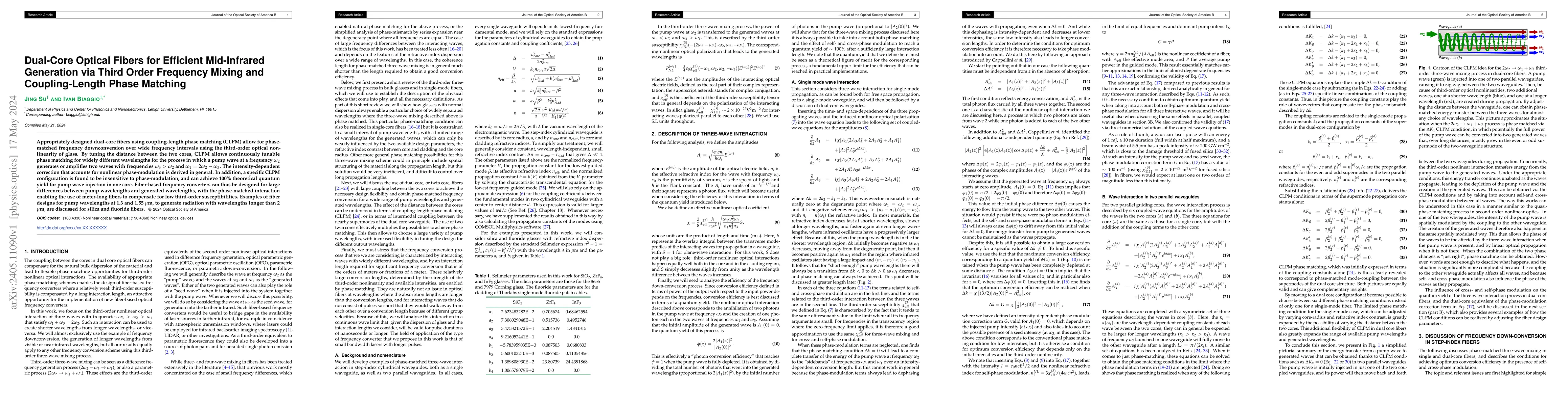 Thumbnail for Dual-Core Optical Fibers for Efficient Mid-Infrared Generation via Third
  Order Frequency Mixing and Coupling-Length Phase Matching