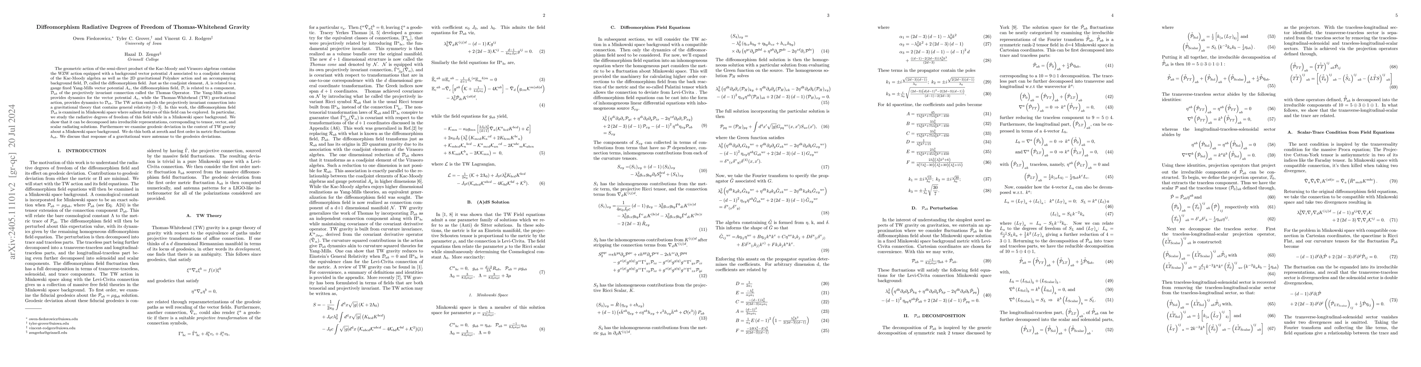 Thumbnail for Diffeomorphism Radiative Degrees of Freedom of Thomas-Whitehead Gravity