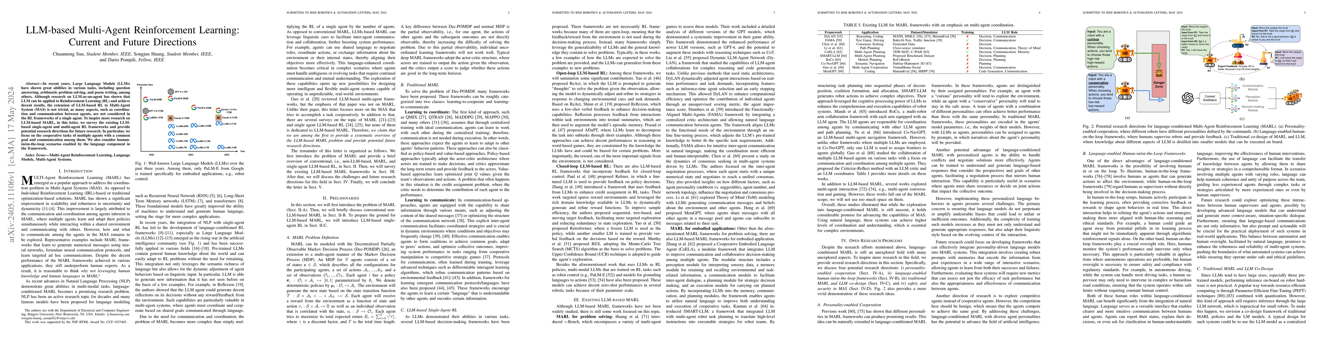 Thumbnail for LLM-based Multi-Agent Reinforcement Learning: Current and Future
  Directions