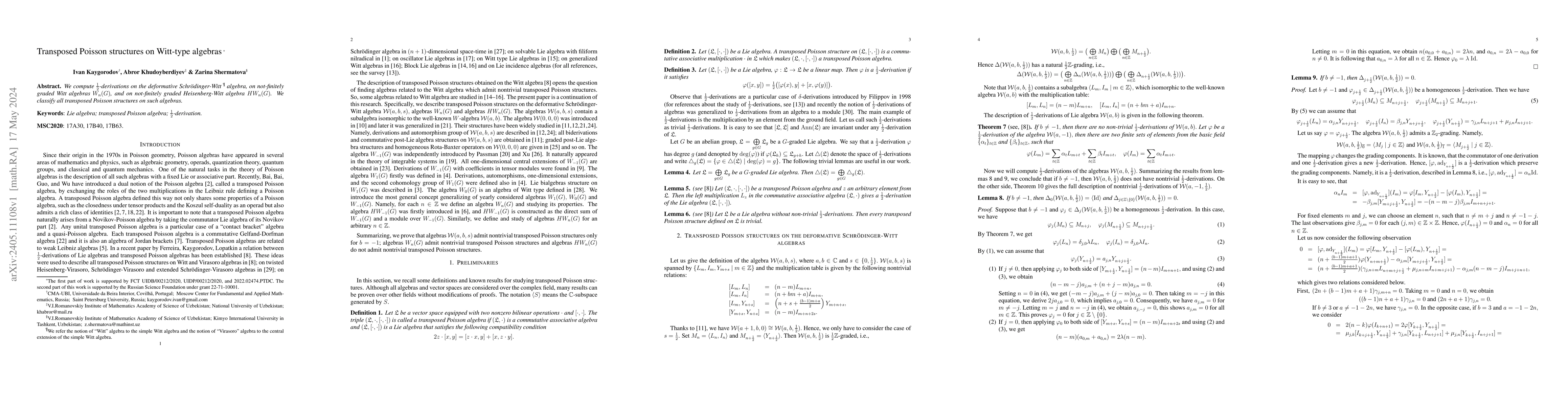 Thumbnail for Transposed Poisson structures on Witt-type algebras