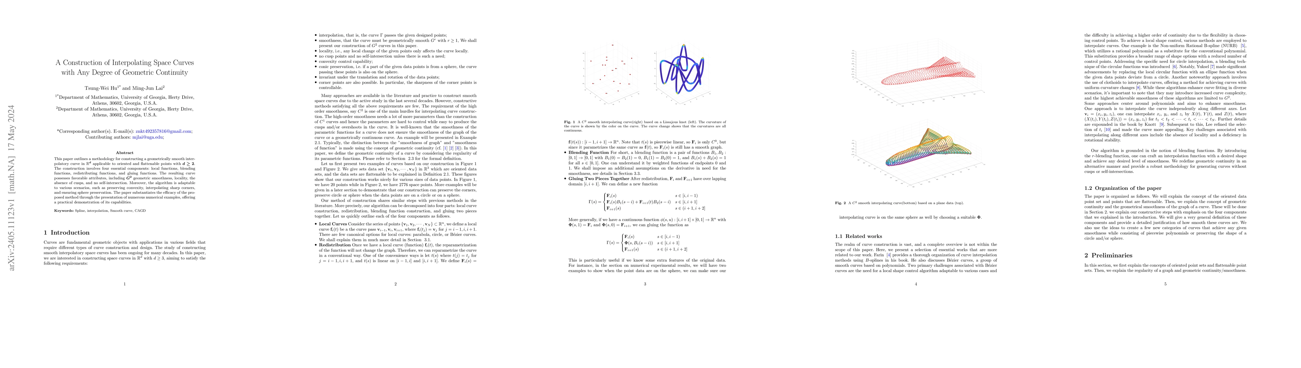 Thumbnail for A Construction of Interpolating Space Curves with Any Degree of
  Geometric Continuity