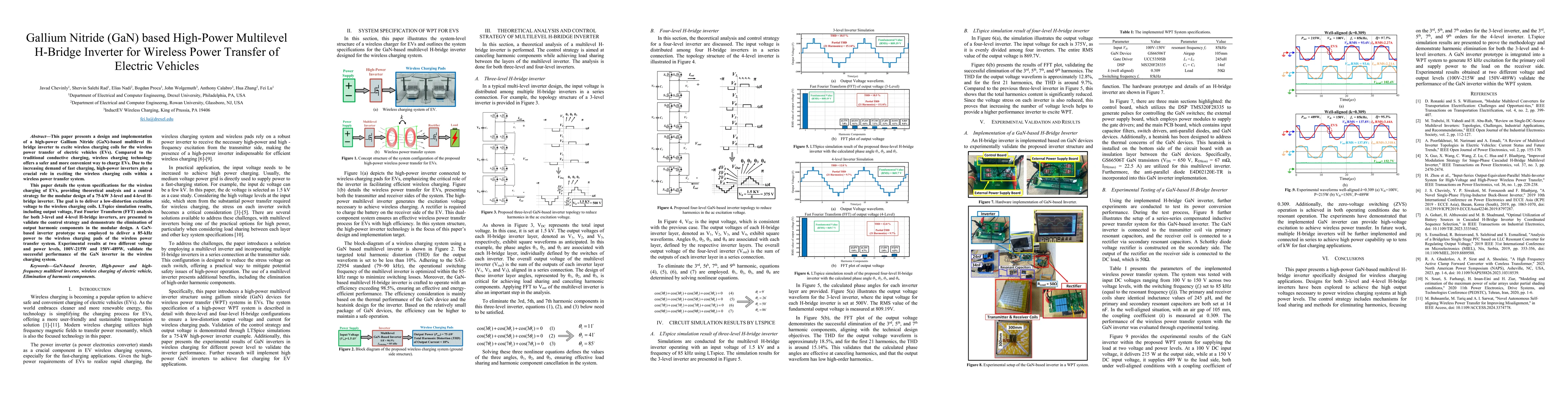 Thumbnail for Gallium Nitride (GaN) based High-Power Multilevel H-Bridge Inverter for
  Wireless Power Transfer of Electric Vehicles