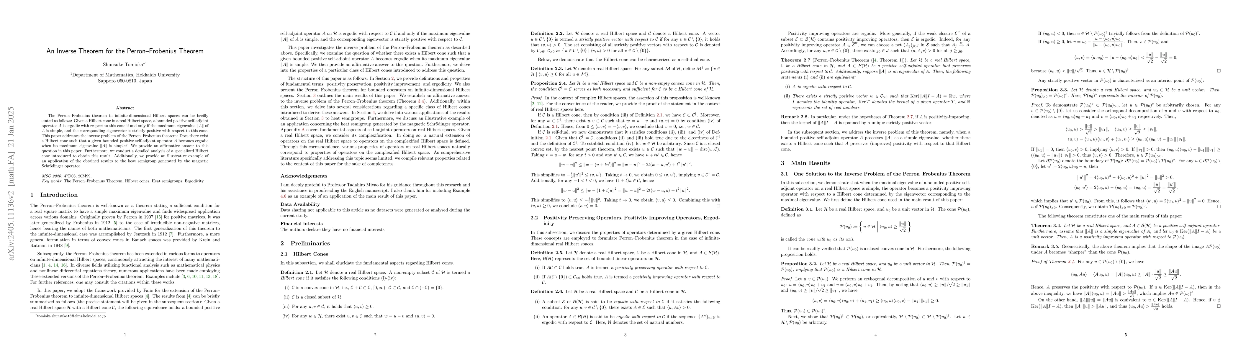 Thumbnail for An Inverse Theorem for the Perron--Frobenius Theorem