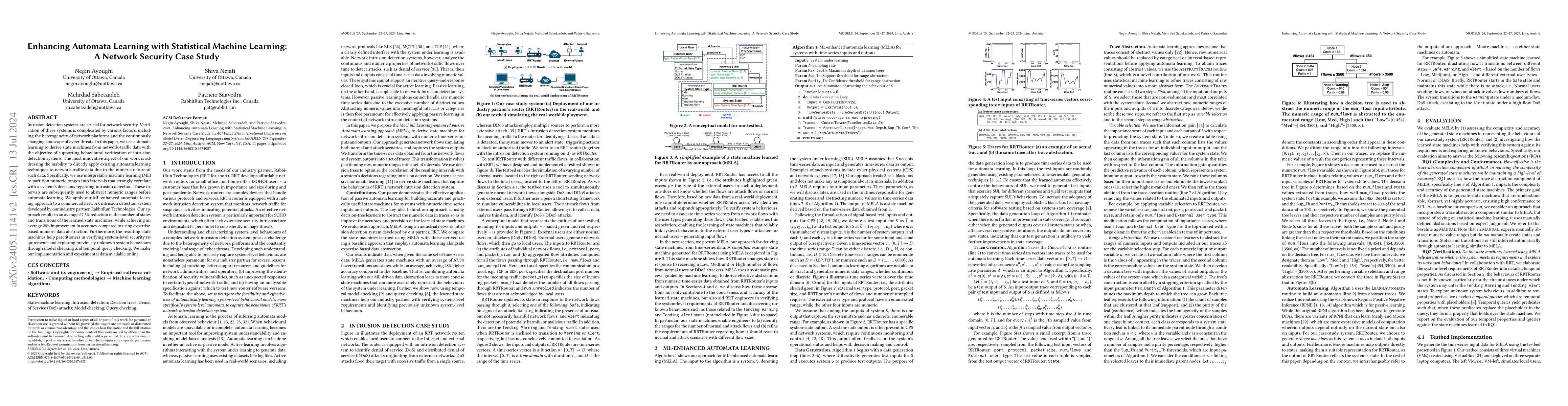 Thumbnail for Enhancing Automata Learning with Statistical Machine Learning: A Network
  Security Case Study