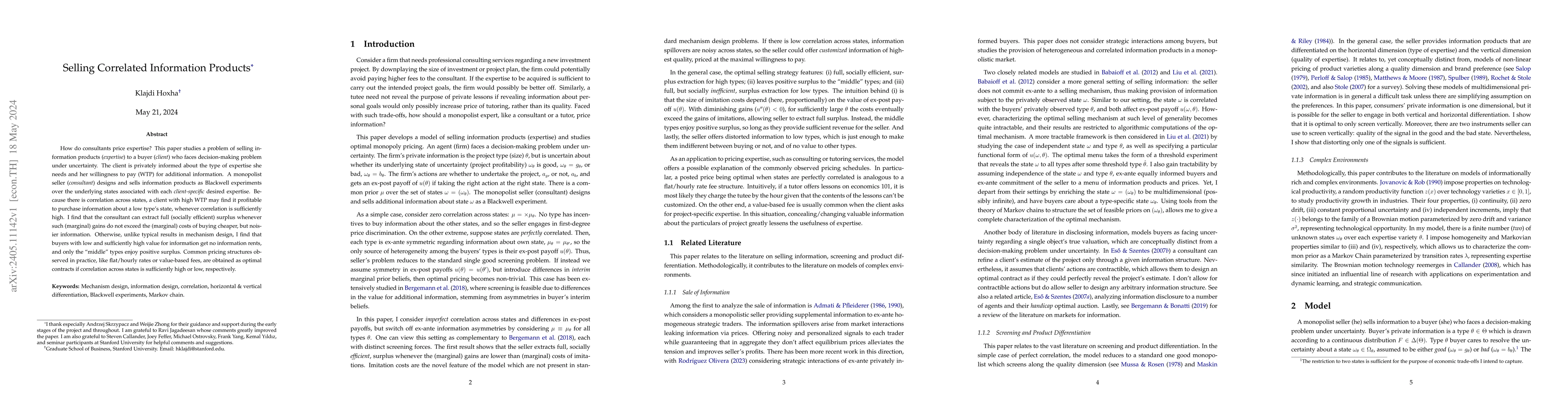 Thumbnail for Selling Correlated Information Products