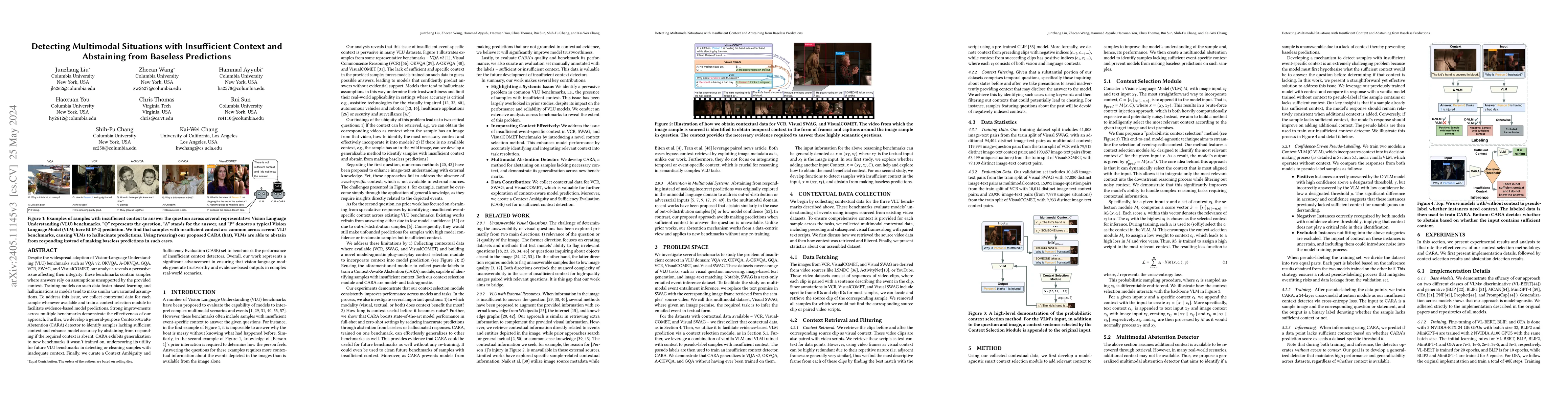 Thumbnail for Detecting Multimodal Situations with Insufficient Context and Abstaining
  from Baseless Predictions