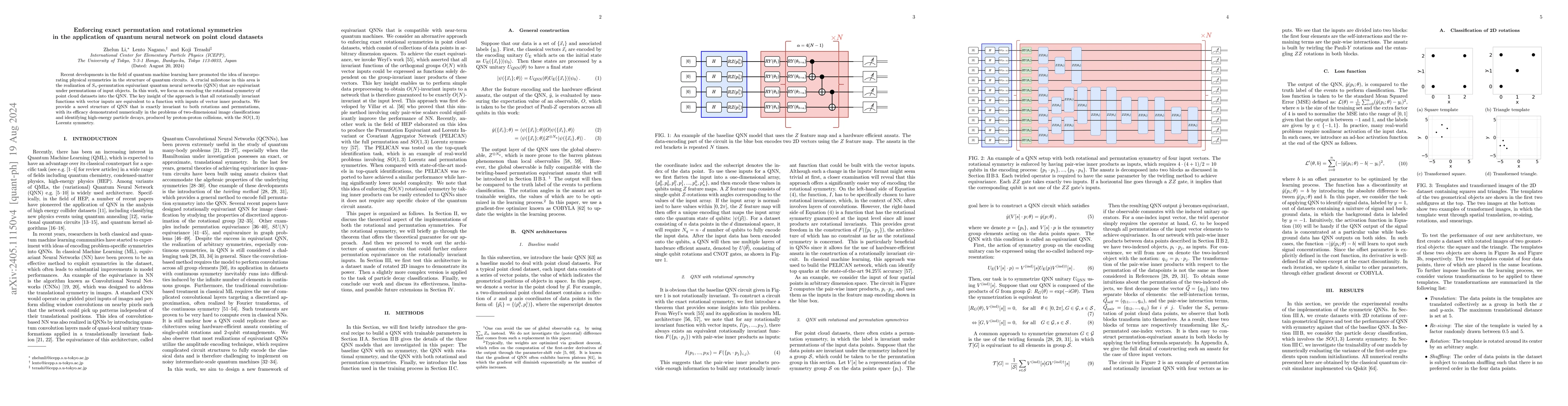 Thumbnail for Enforcing exact permutation and rotational symmetries in the application
  of quantum neural network on point cloud datasets