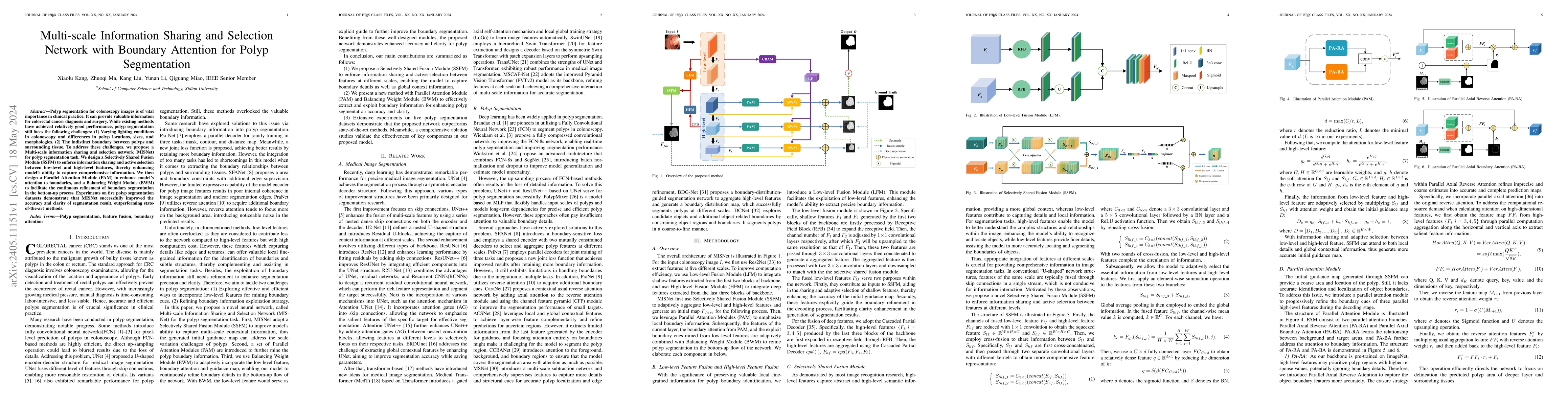 Thumbnail for Multi-scale Information Sharing and Selection Network with Boundary
  Attention for Polyp Segmentation